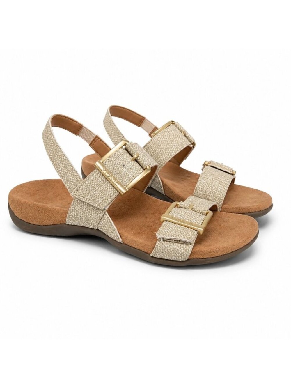 Vionic Reese Supportive Slingback Sandals Women 10 Oatmeal Beige Arch Support